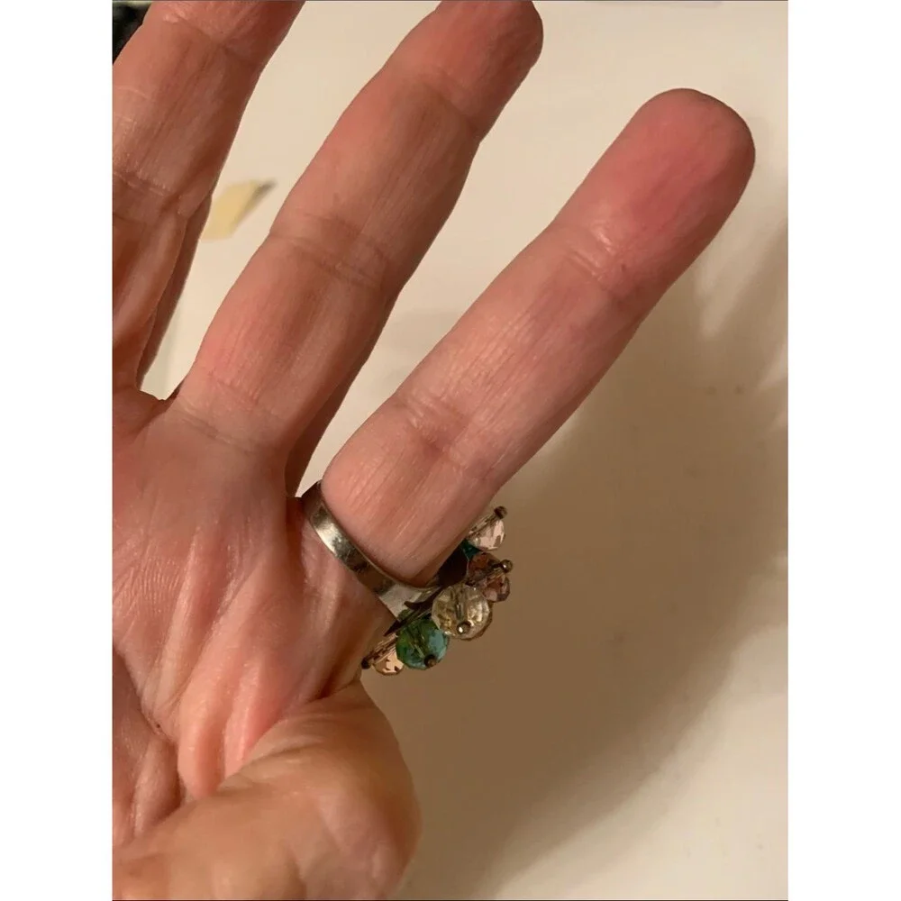 Multicolor Crystal Cluster Statement Ring - Women Jewelry Vintage